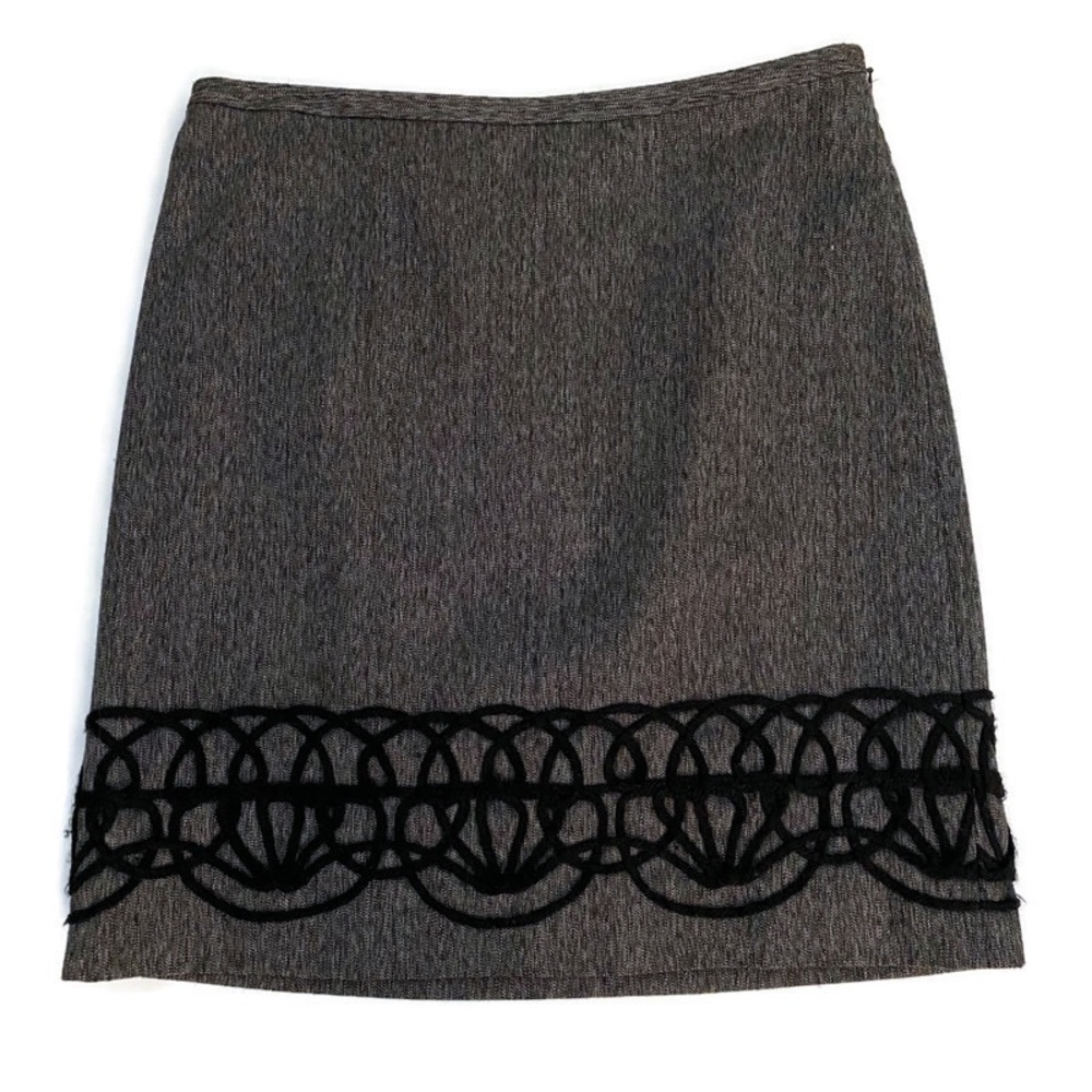 Ann Taylor Loft Lined Gray Skirt with Embroidery